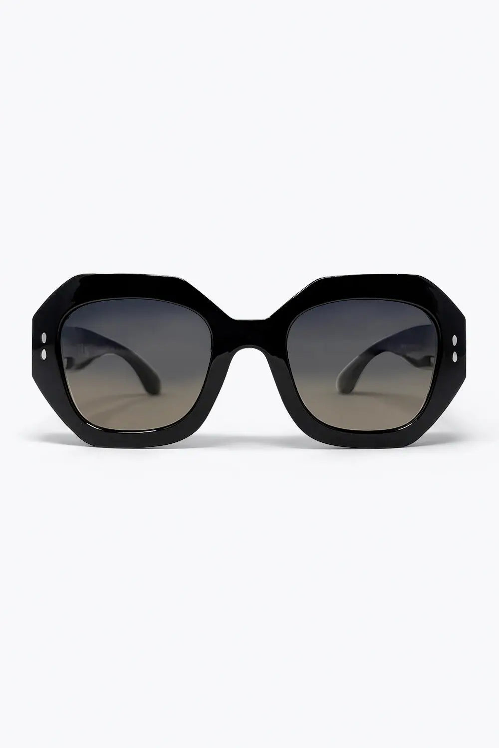 Black Oversize Flat Top Octagon Frame Gradient Sunglasses - BLACK / ONE - Sunglasses