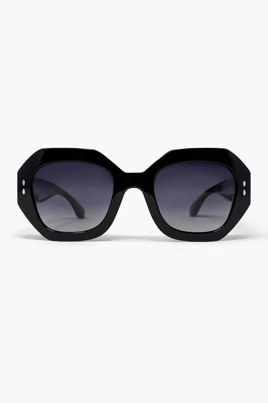 Black Geometric Oversized Frame Gradient Lens Sunglasses - BLACK / ONE - Sunglasses