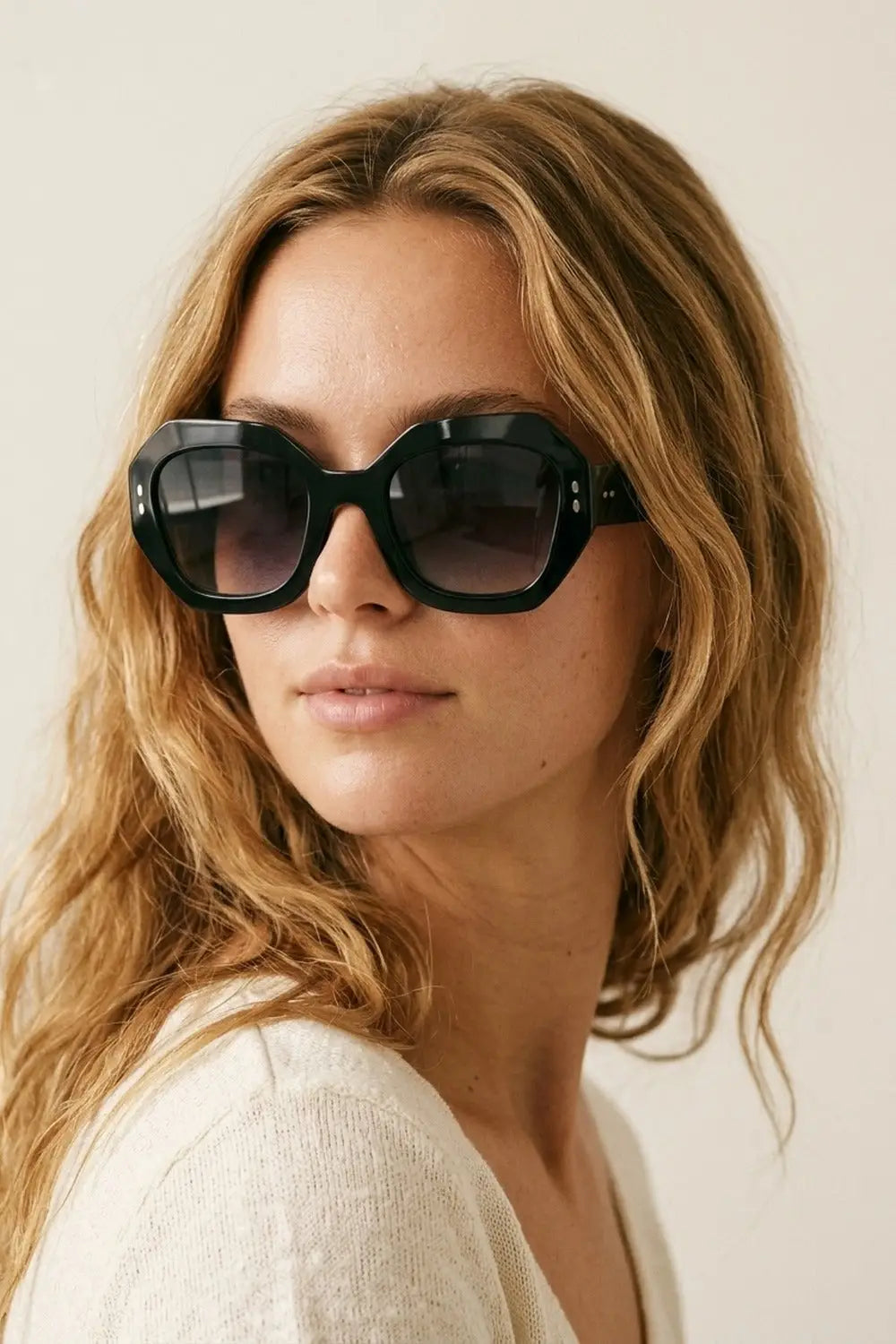 Black Geometric Oversized Frame Gradient Lens Sunglasses - BLACK / ONE - Sunglasses