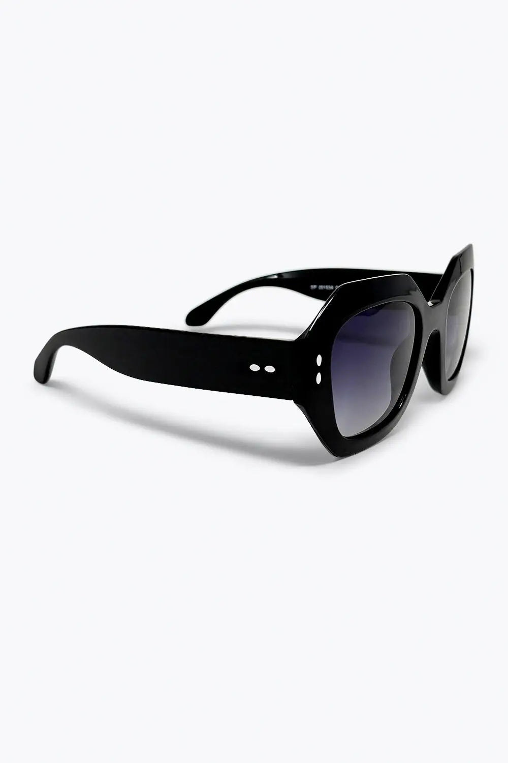 Black Geometric Oversized Frame Gradient Lens Sunglasses - BLACK / ONE - Sunglasses