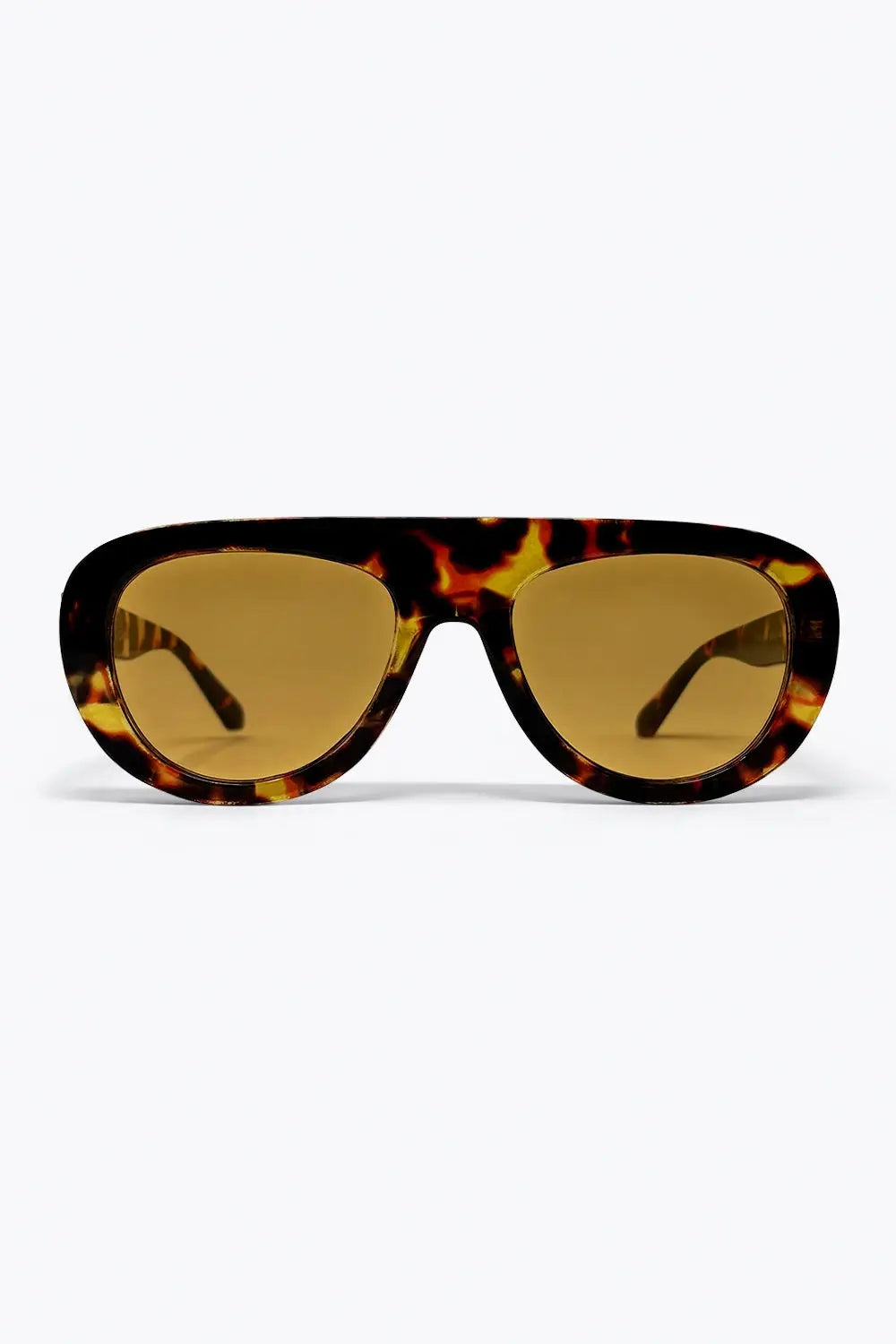 Multicolor Tortoiseshell Amber Lens Oversize Rectangle Sunglasses - BROWN / ONE - Sunglasses