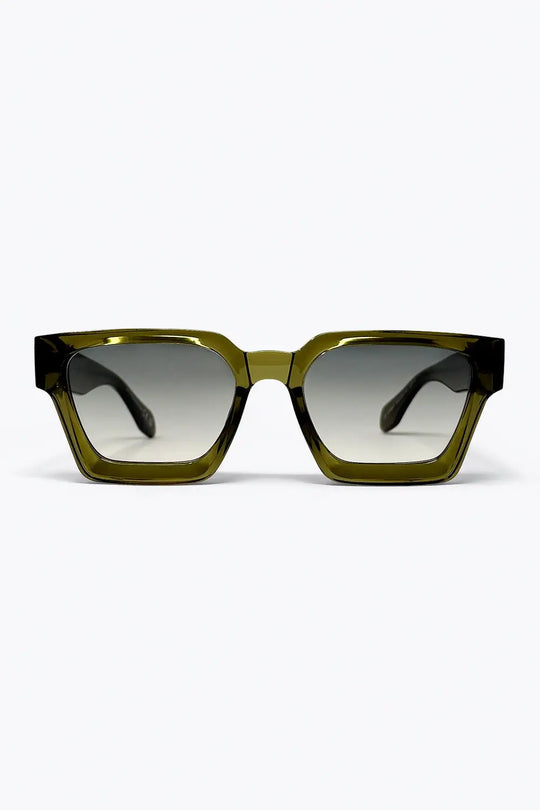Olive Square Frame Gradient Lens Urban Sunglasses - GREEN / ONE - Sunglasses
