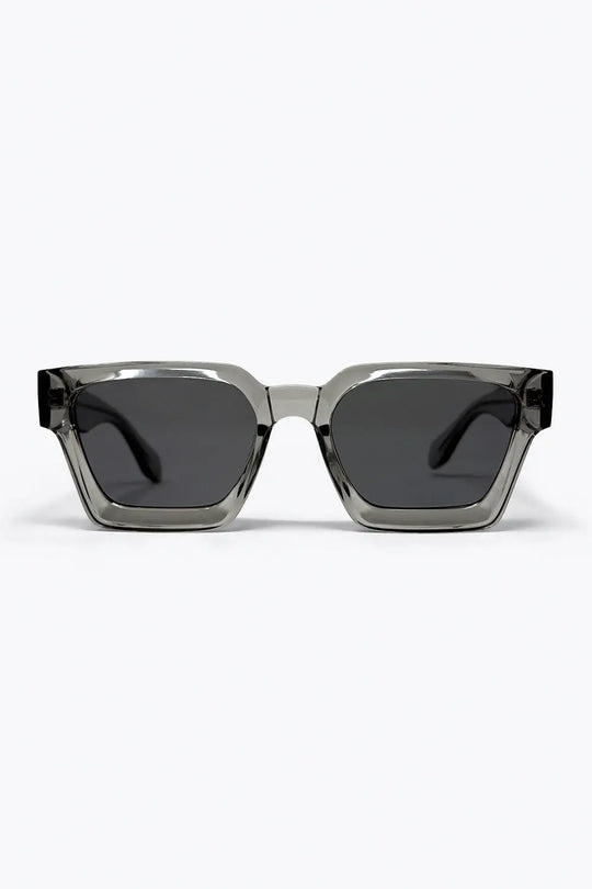 Grey Transparent Square Frame Dark Lens Fashion Sunglasses - GRAY / ONE - Sunglasses