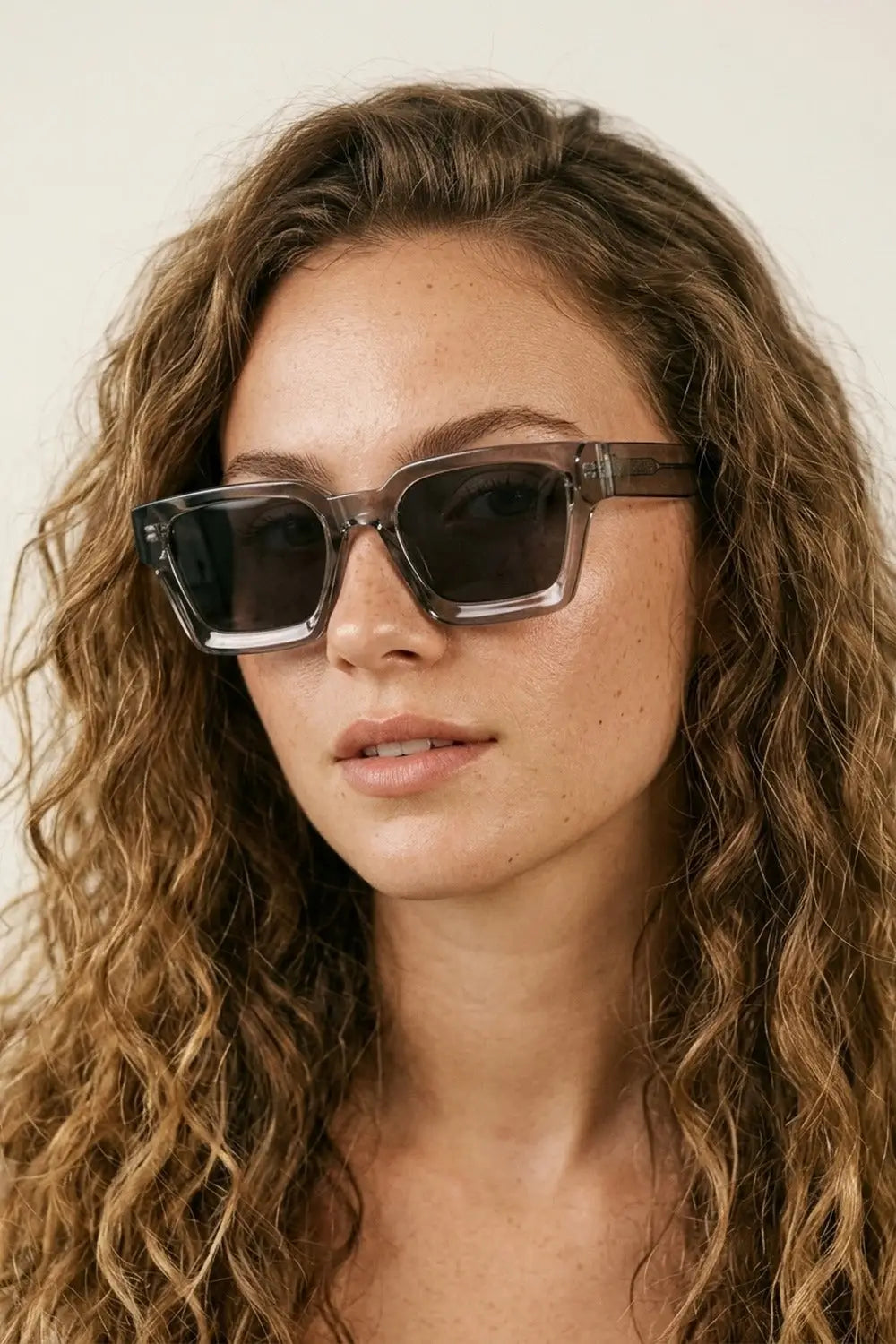 Grey Transparent Square Frame Dark Lens Fashion Sunglasses - GRAY / ONE - Sunglasses