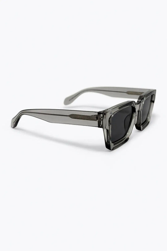 Grey Transparent Square Frame Dark Lens Fashion Sunglasses - GRAY / ONE - Sunglasses