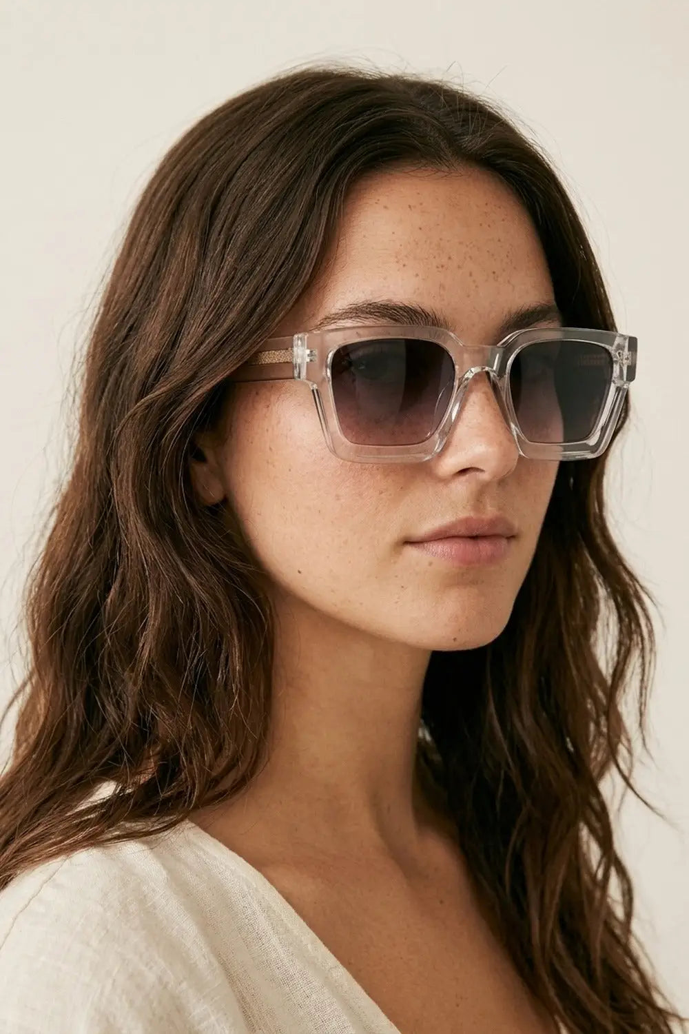 Grey Transparent Square Frame Gradient Lens Sunglasses - PURPLE / ONE - Sunglasses