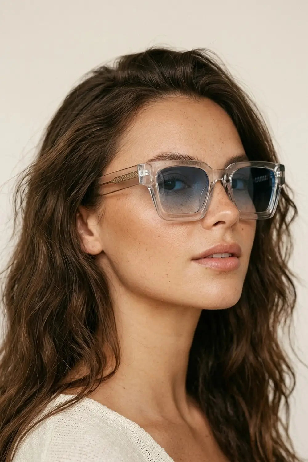 Multicolor Gradient Lens Clear Square Frame Sunglasses - BLUE / ONE - Sunglasses