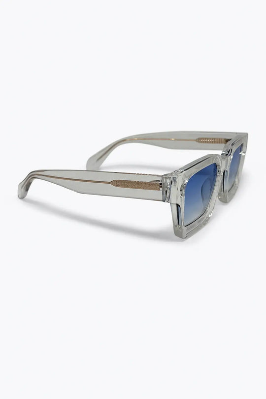 Multicolor Gradient Lens Clear Square Frame Sunglasses - BLUE / ONE - Sunglasses