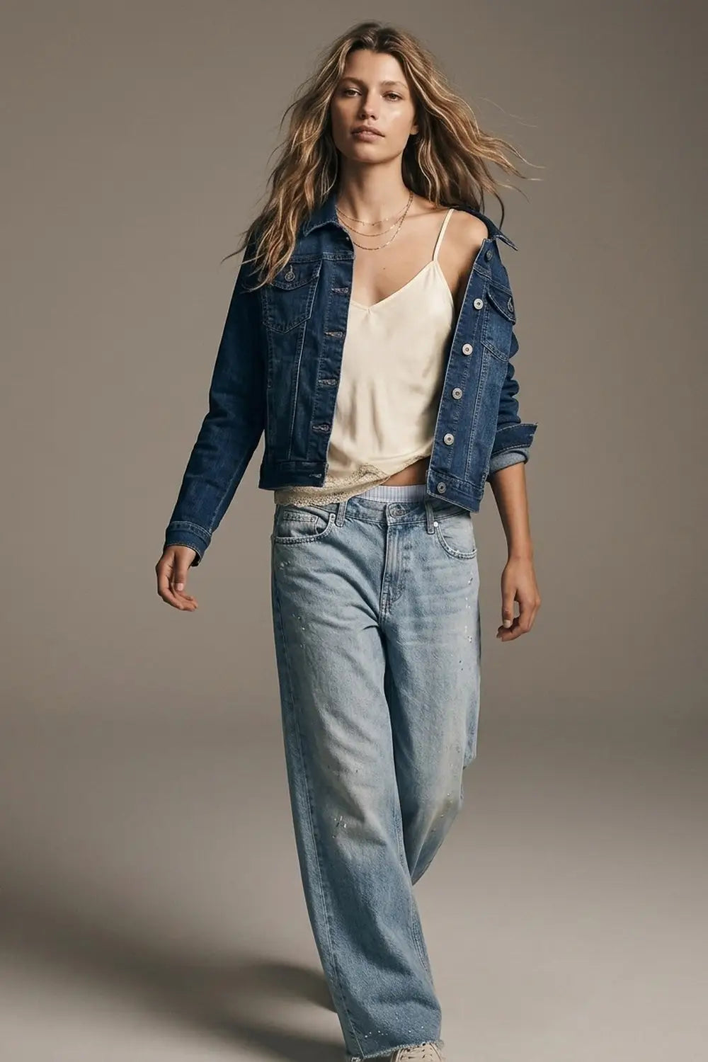 Cropped denim jacket in darkwash blue - Jackets