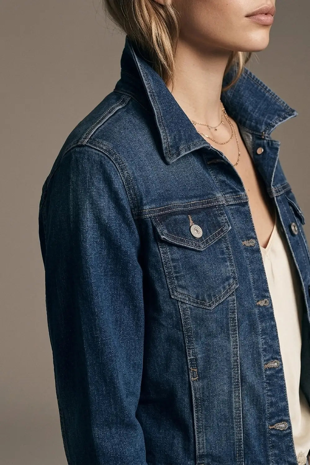 Cropped denim jacket in darkwash blue - Jackets