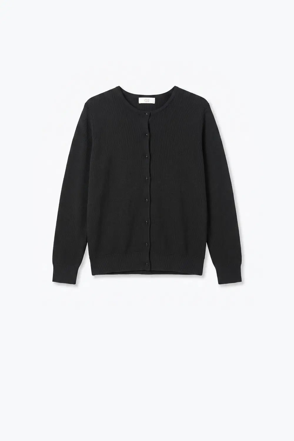 Black soft Knit Crew Neck Button Front Regular Fit Cardigan - BLACK / ONE - Cardigans
