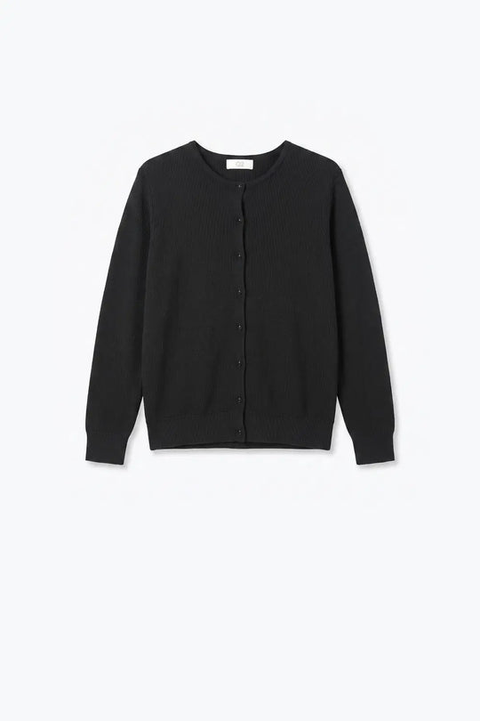 Black soft Knit Crew Neck Button Front Regular Fit Cardigan - BLACK / ONE - Cardigans