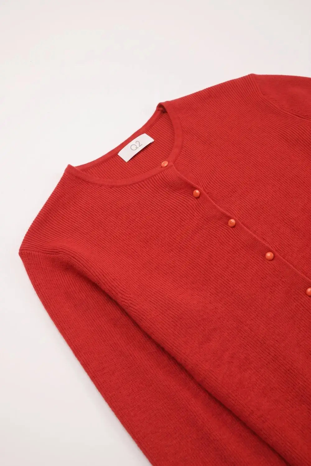 Red soft Knit Button Front Crew Neck Regular Fit Cardigan - RED / ONE - Cardigans