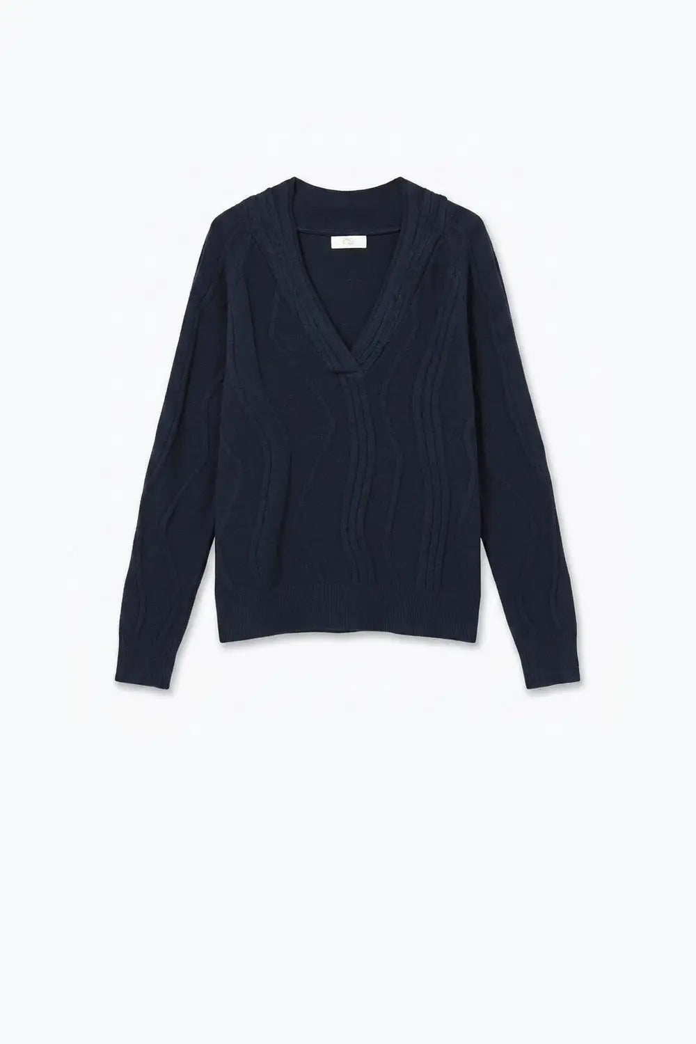 Textured Wave-Knit V-Neck Sweater in navy - NAVY / ONE - Sweaters