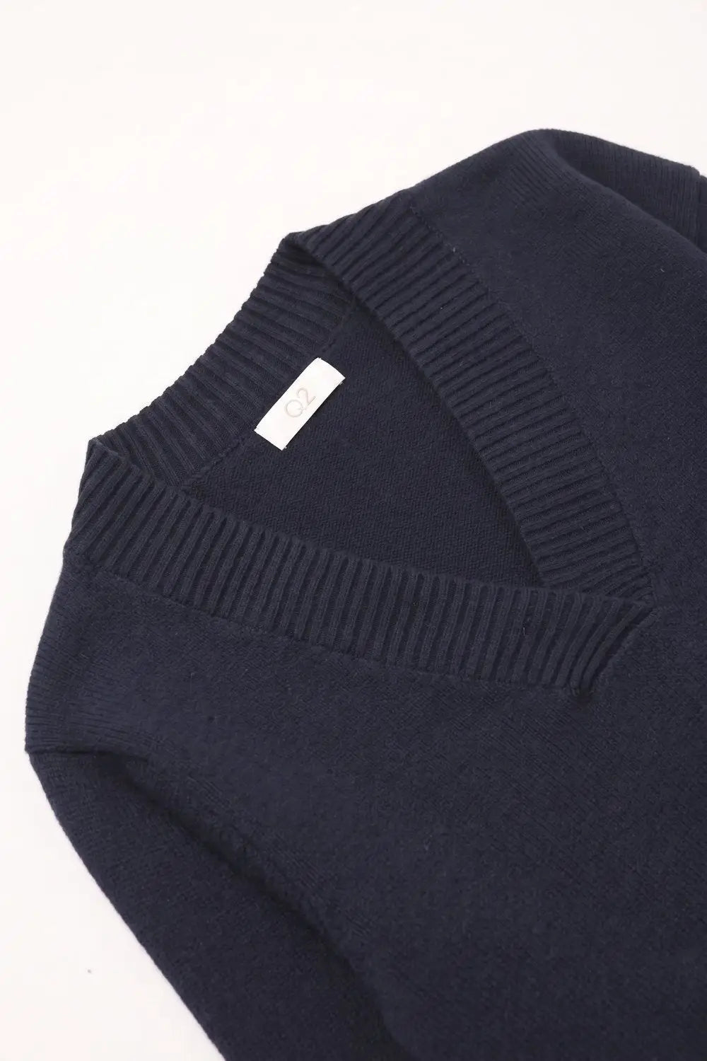 navy warm Knit wide V-Neck sweater - NAVY / ONE - Sweaters