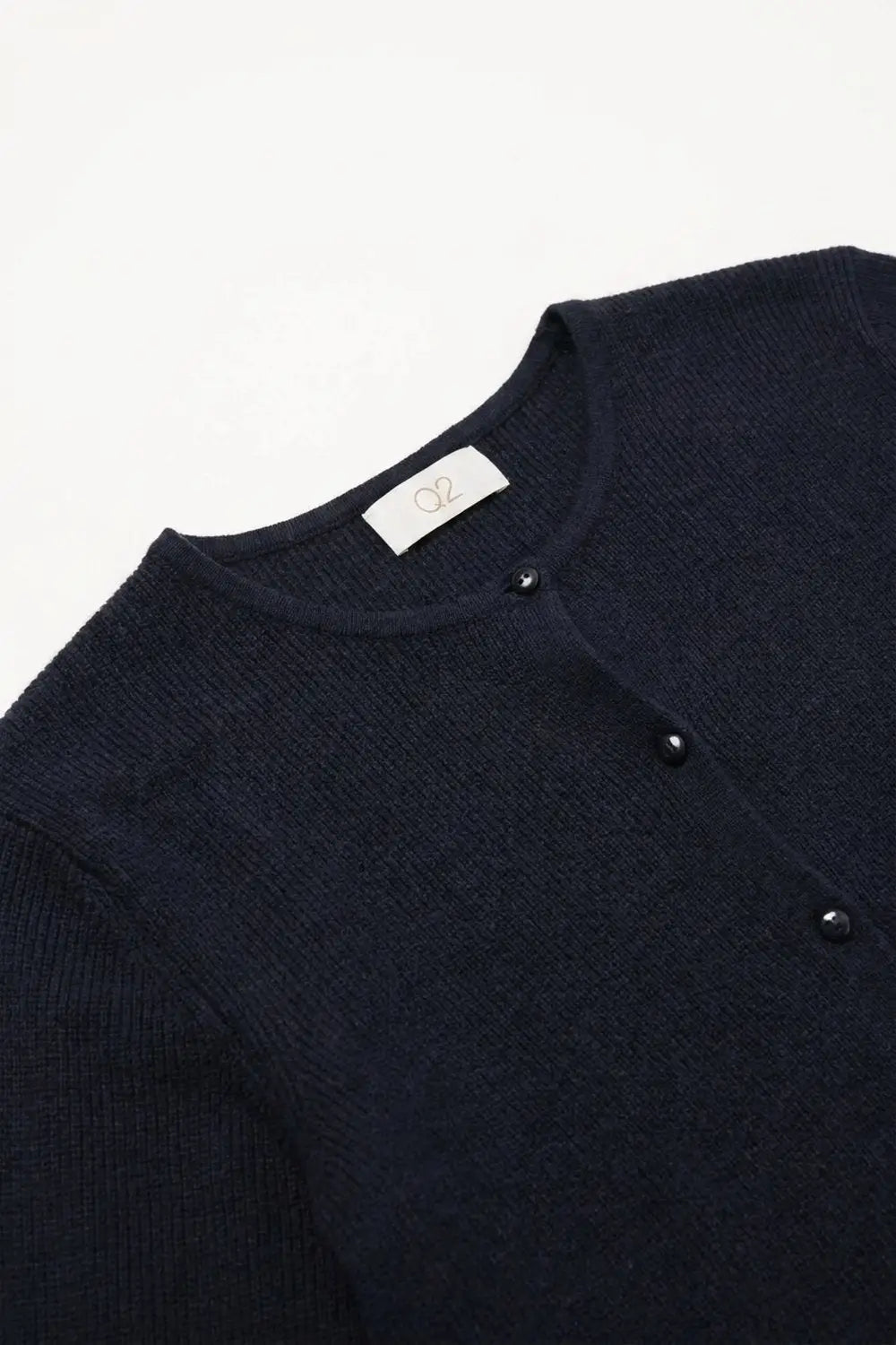 Navy soft Knit Crew Neck Button Front Cardigan - NAVY / ONE - Cardigans
