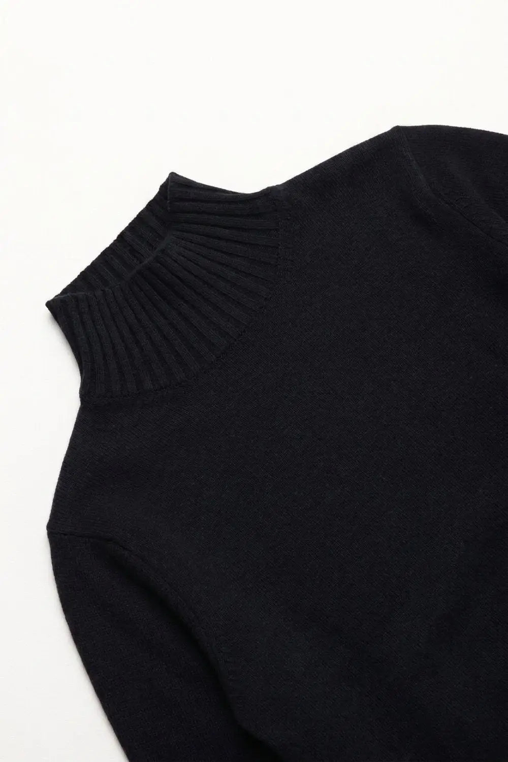 Navy chunky Knit Ribbed High Collar Long Sleeve Sweater