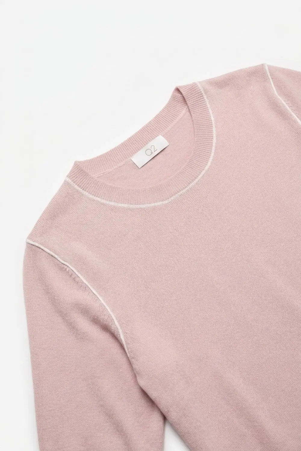 Pink Fine Knit Contrast Seam Short Sleeve Sweater - PINK / ONE - Sweaters