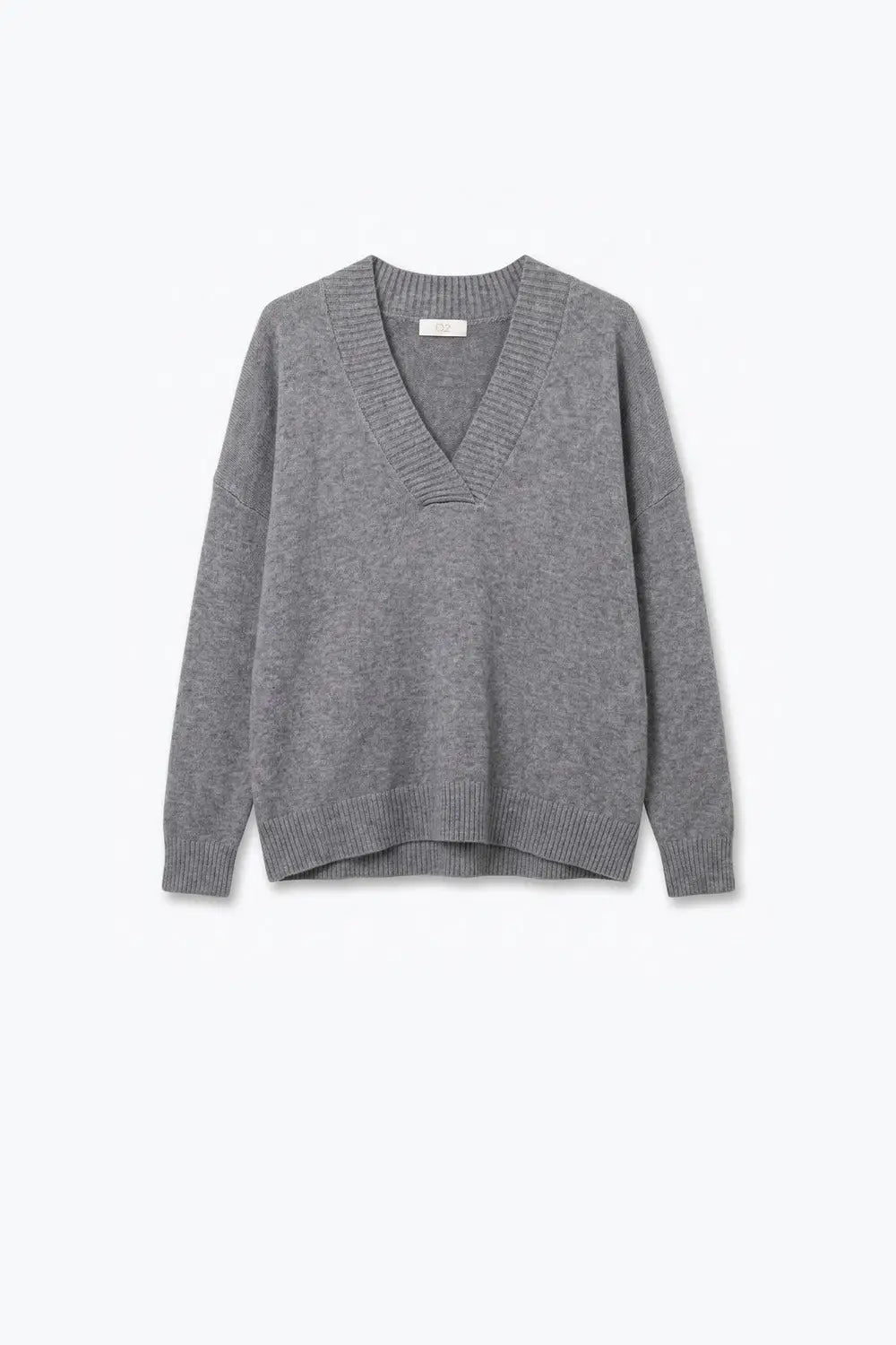 grey warm Knit wide V-Neck jumper - GRAY / ONE - Sweaters
