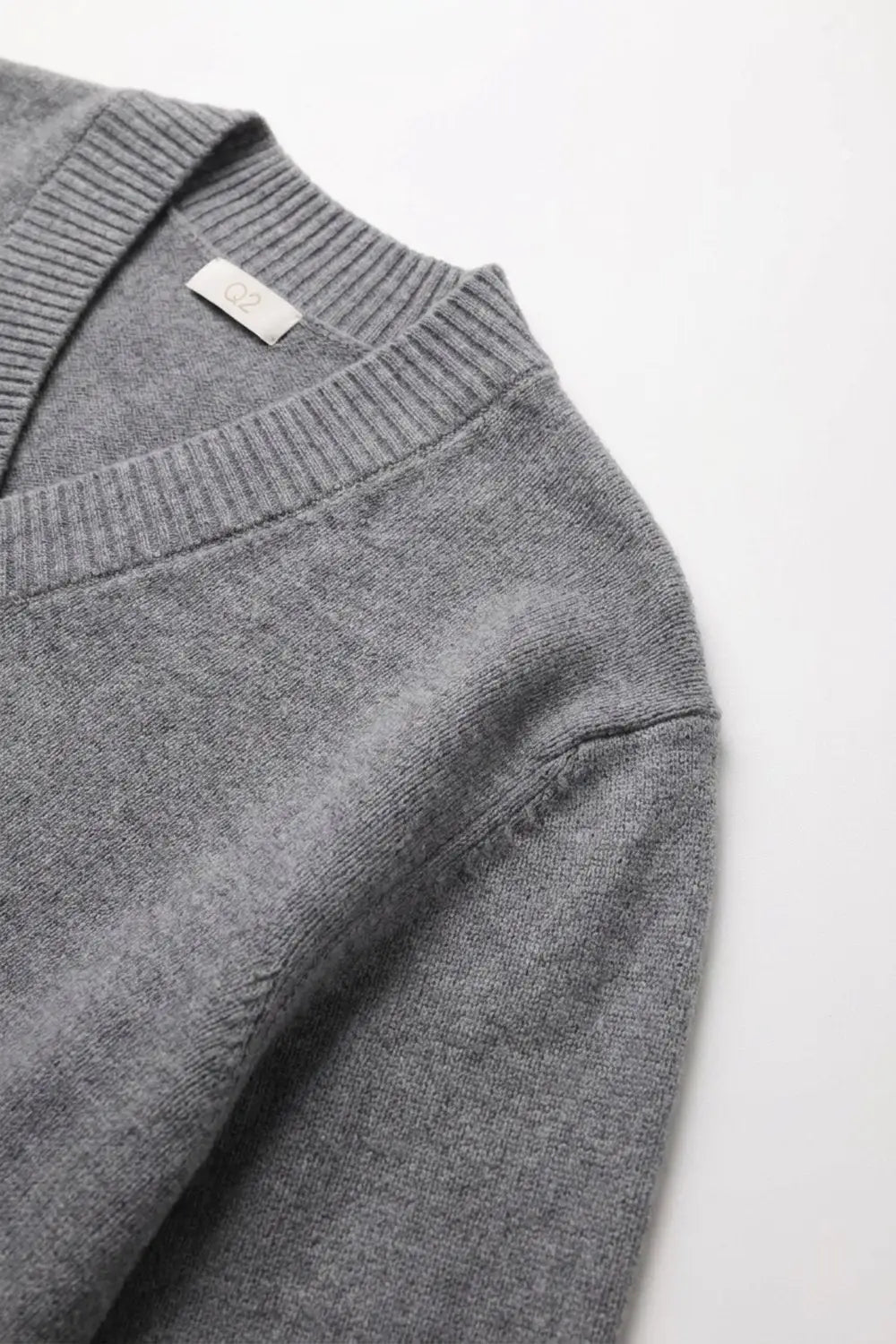 grey warm Knit wide V-Neck jumper - GRAY / ONE - Sweaters