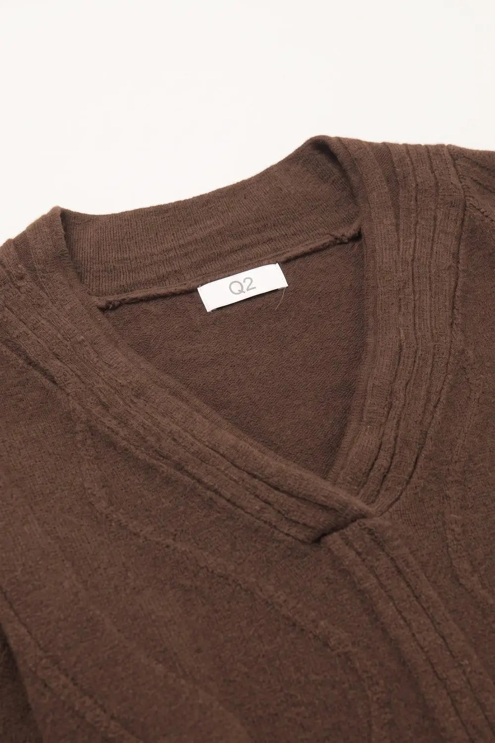Textured Wave-Knit V-Neck Sweater in brown - BROWN / ONE - Sweaters
