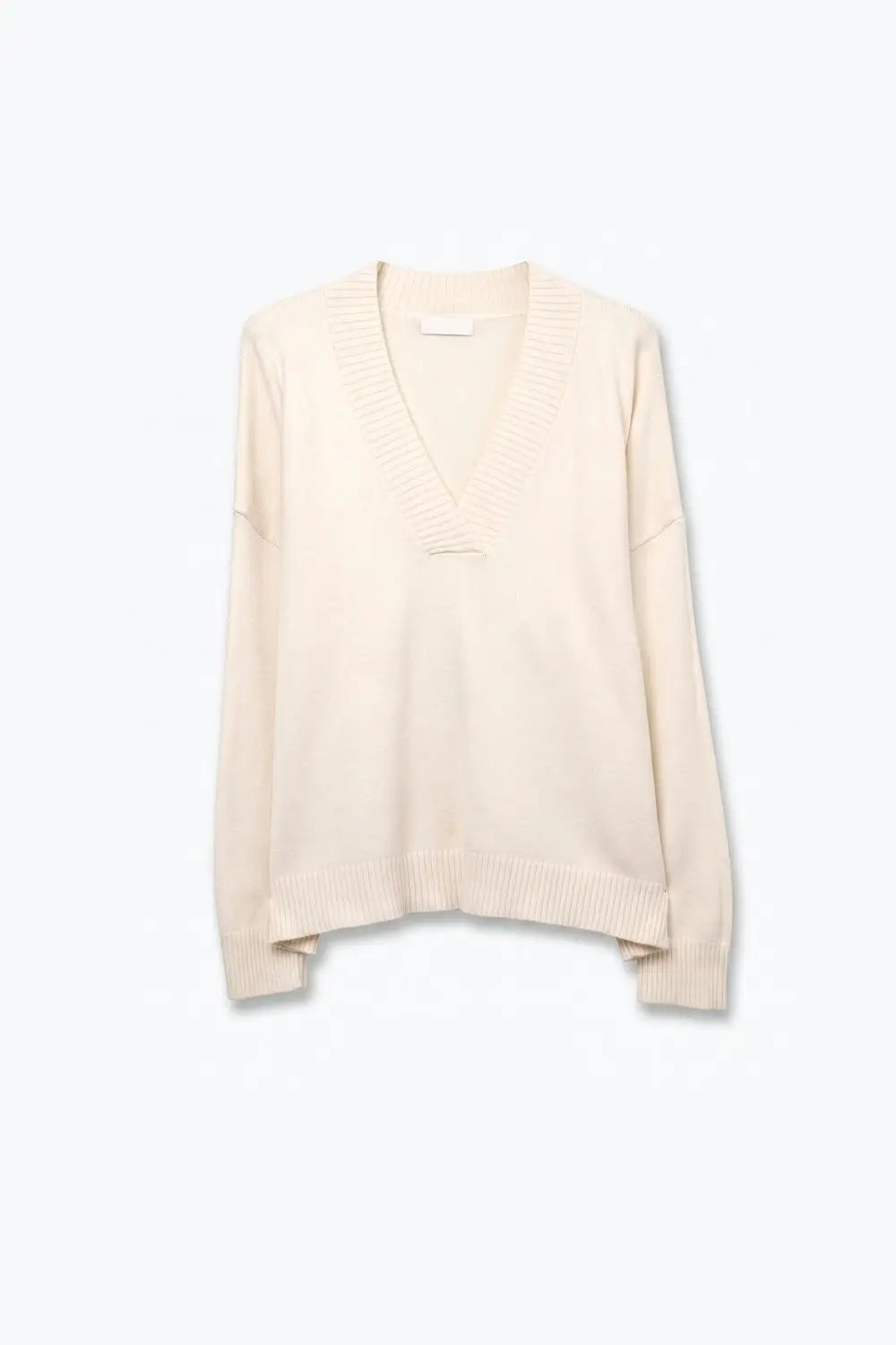 White warm Knit wide V-Neck jumper - WHITE / ONE - Sweaters
