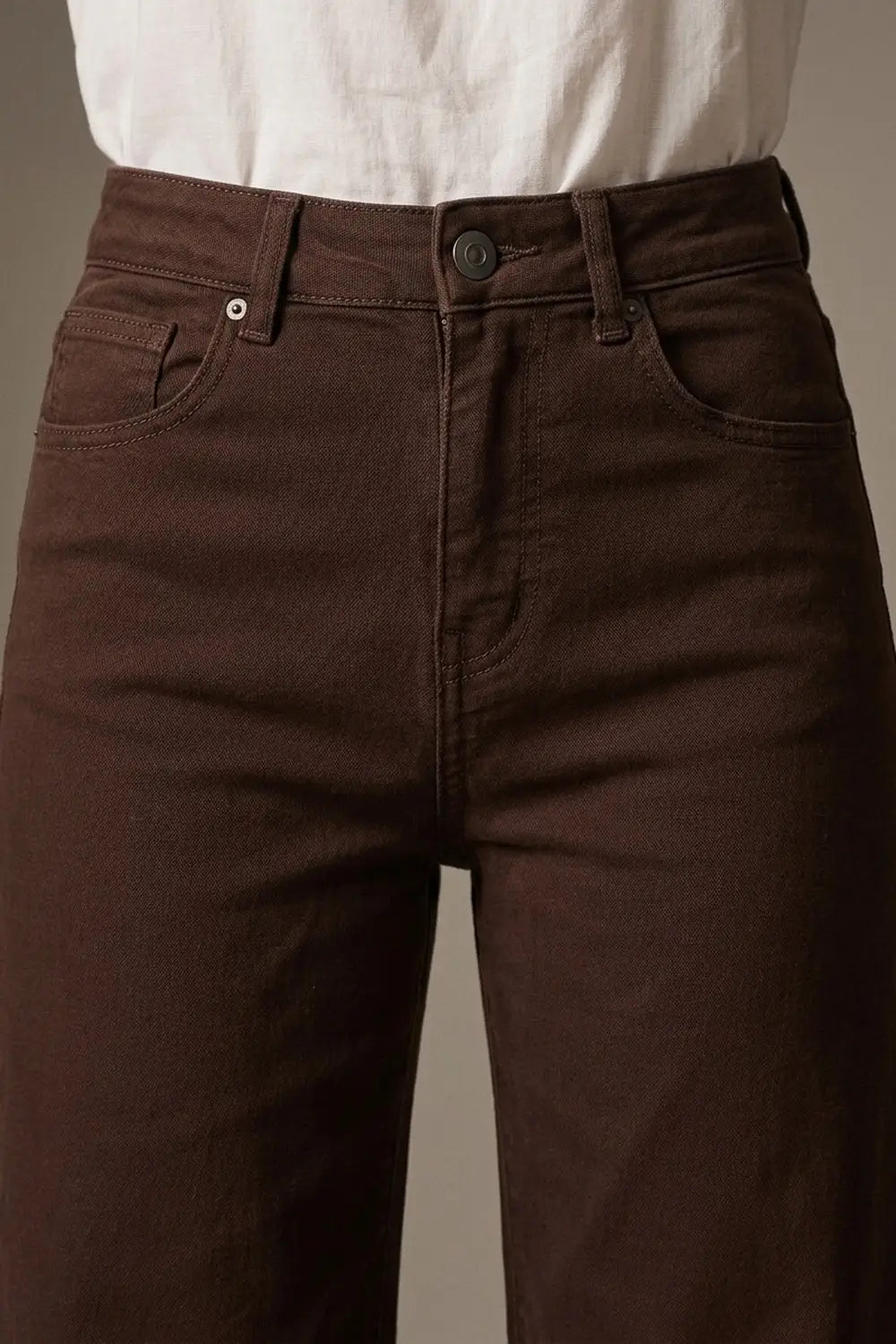 Wide Leg Cropped Jeans in Chocolate Brown - Colored Jeans