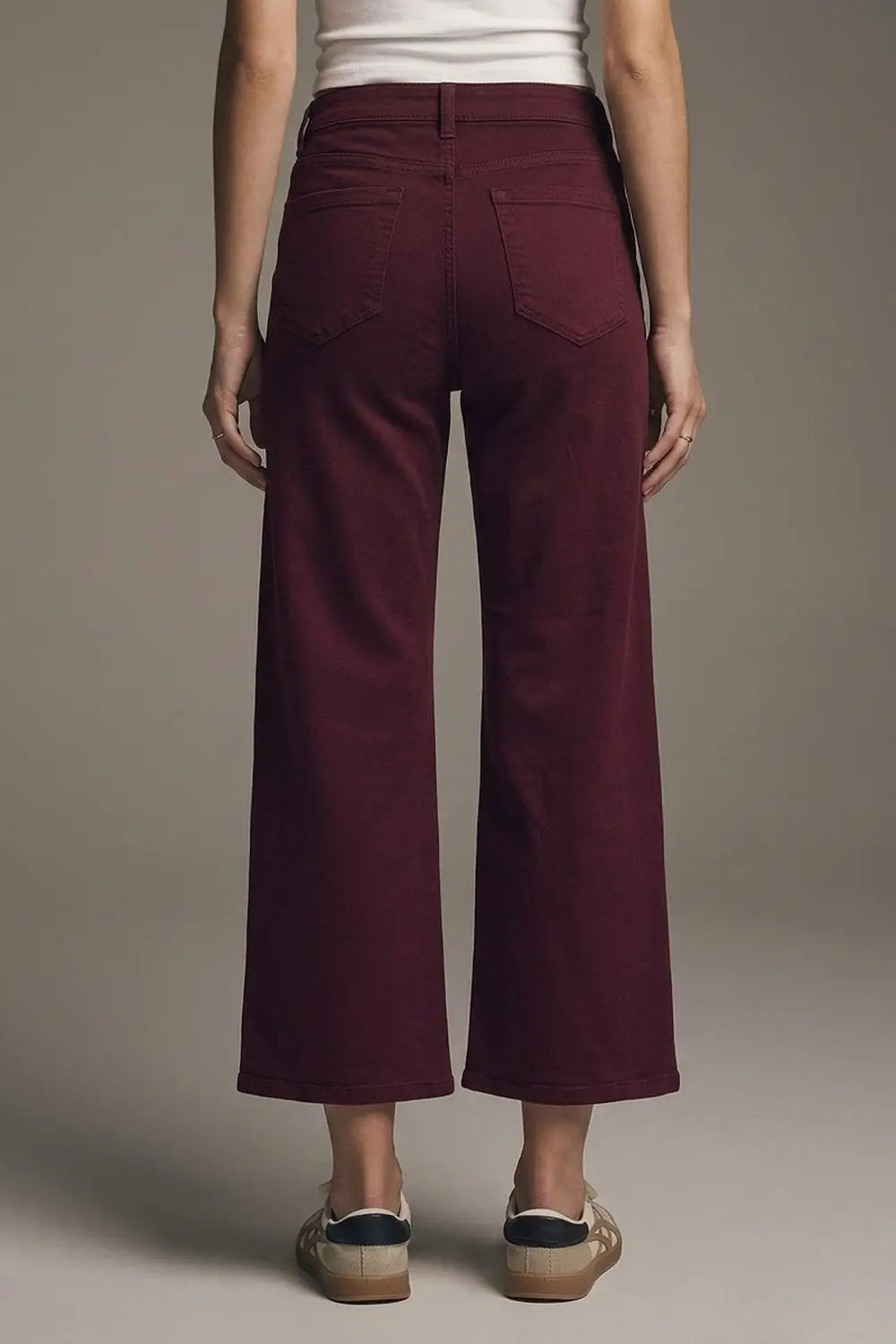 Cropped wide leg jeans in burgundy - Colored Jeans