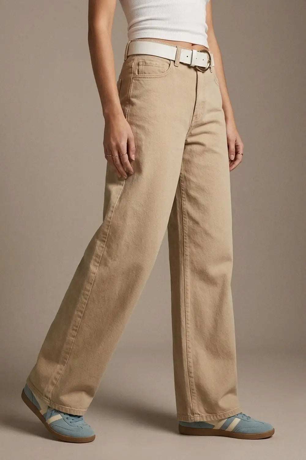 Pants extra wide fit in washed beige - Colored Jeans