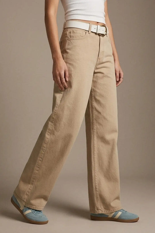 Pants extra wide fit in washed beige - Colored Jeans