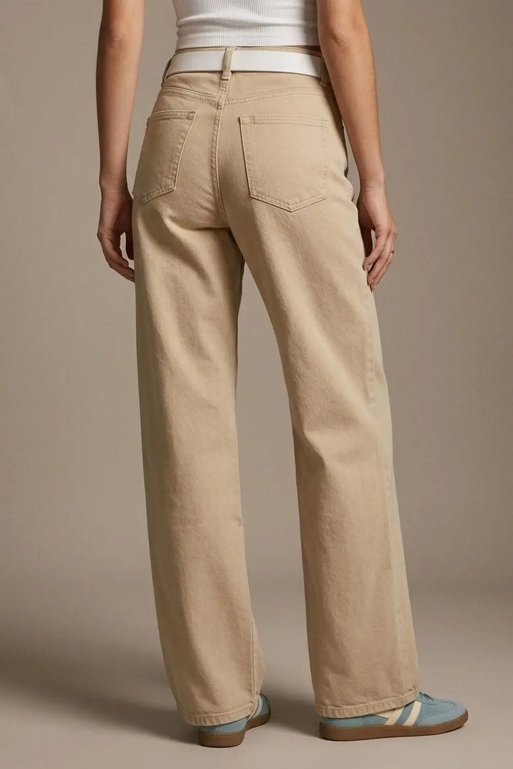 Pants extra wide fit in washed beige - Colored Jeans