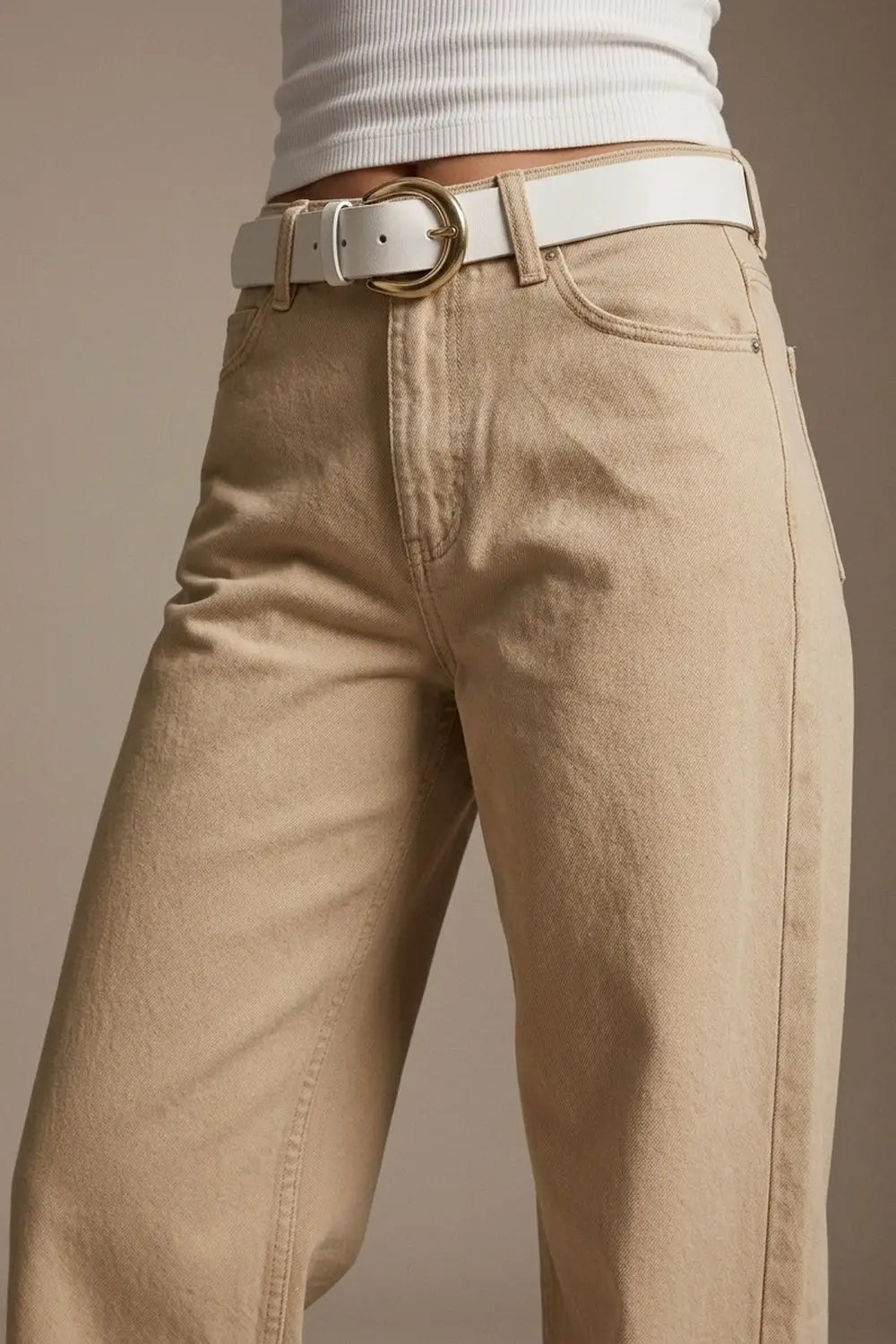 Pants extra wide fit in washed beige - Colored Jeans