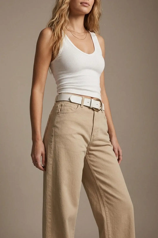 Pants extra wide fit in washed beige - Colored Jeans