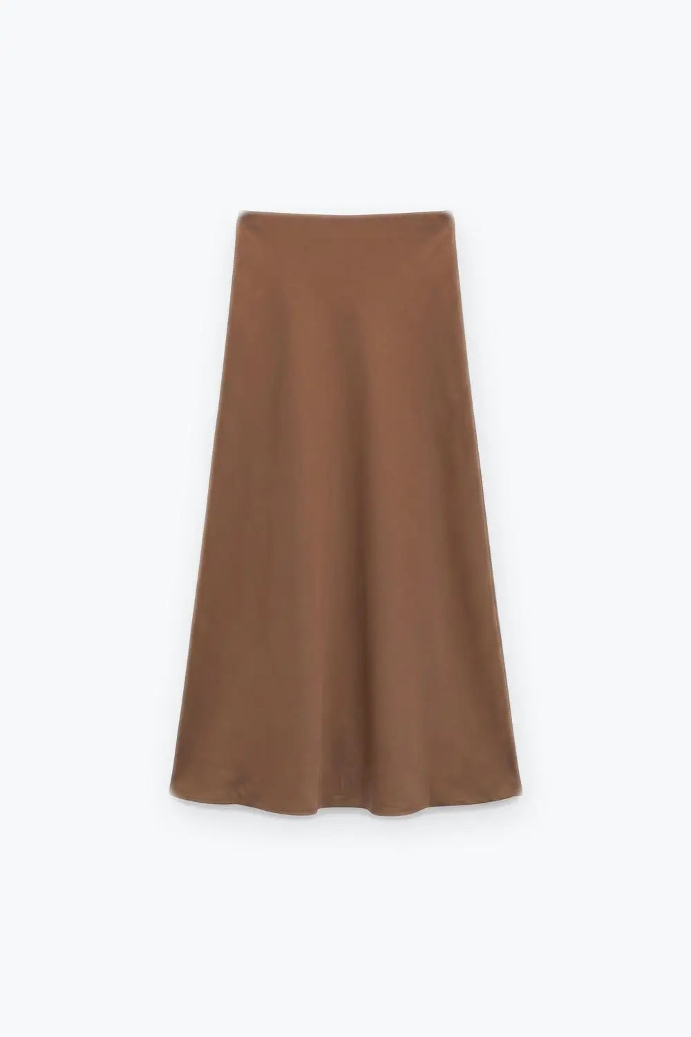 Camel Satin Bias Cut Midi Length Skirt no waistband