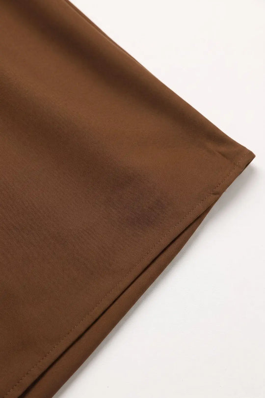 Camel Satin Bias Cut Midi Length Skirt no waistband