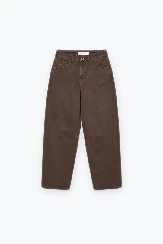chocolate soft stretch Wide Leg pants with seam at the knee