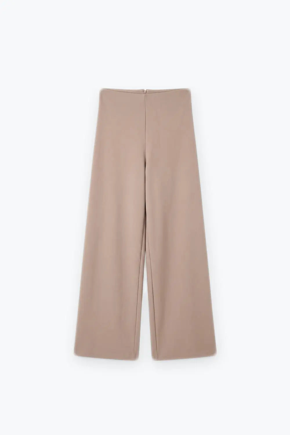 Dark Beige Soft Knit High Waist Wide Leg Pants without waistband - Pants