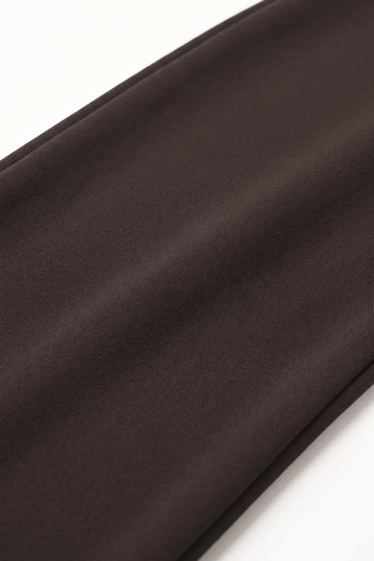 chocolate Brown Wide-Leg Stretch Knit Pants without waistband - Pants