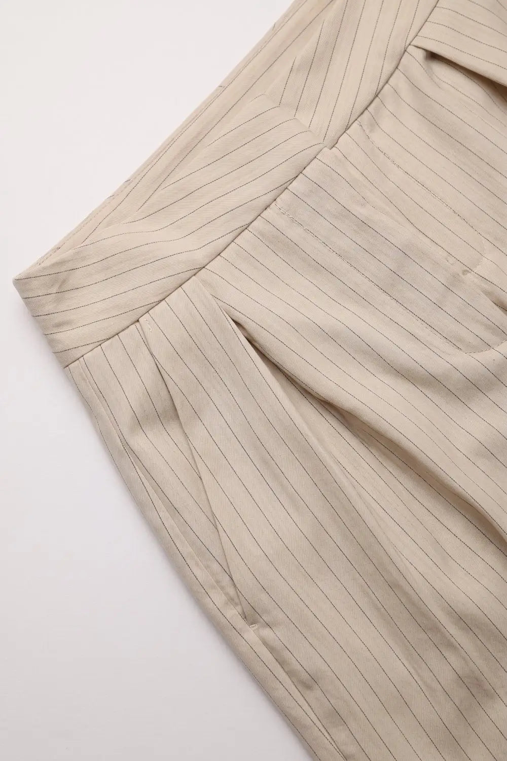 Cream Pinstripe soft Woven Pleated Tapered Pants
