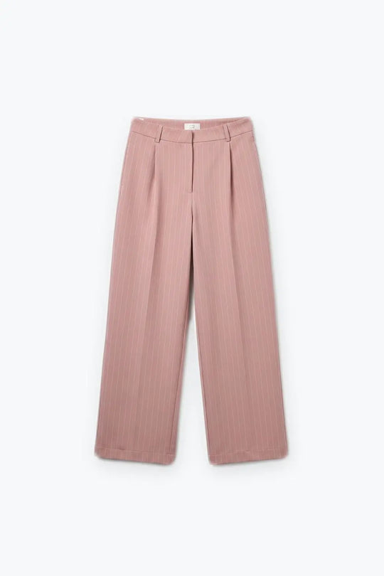 stripe Lightweight Woven Pleated Wide Leg Pants in pink