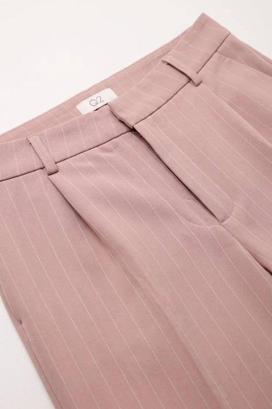stripe Lightweight Woven Pleated Wide Leg Pants in pink