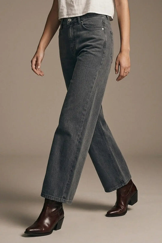 Cropped wide leg jeans in gray - Colored Jeans