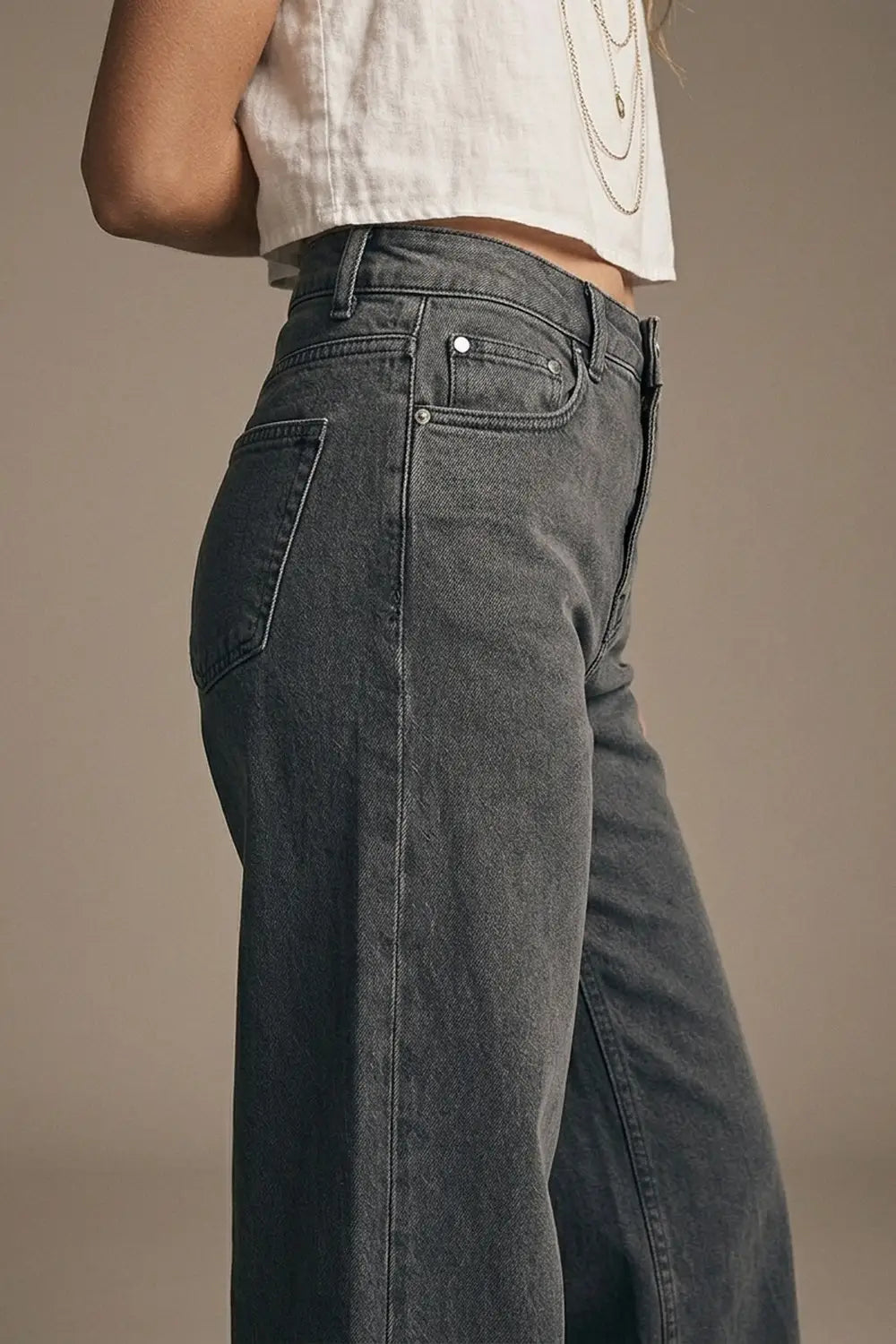 Cropped wide leg jeans in gray - Colored Jeans