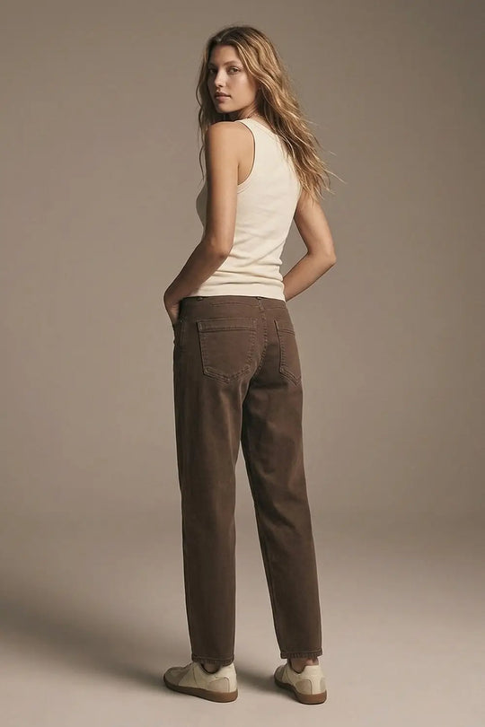 Comfortable stretch jeans with barrel leg in brown - Colored Jeans