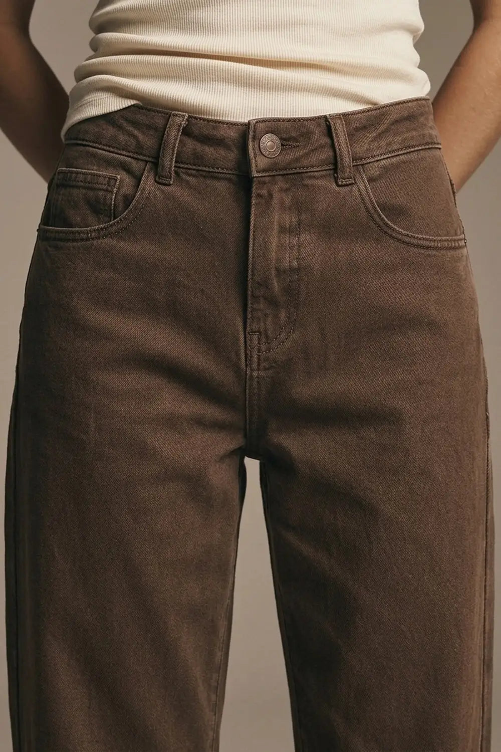 Comfortable stretch jeans with barrel leg in brown - Colored Jeans