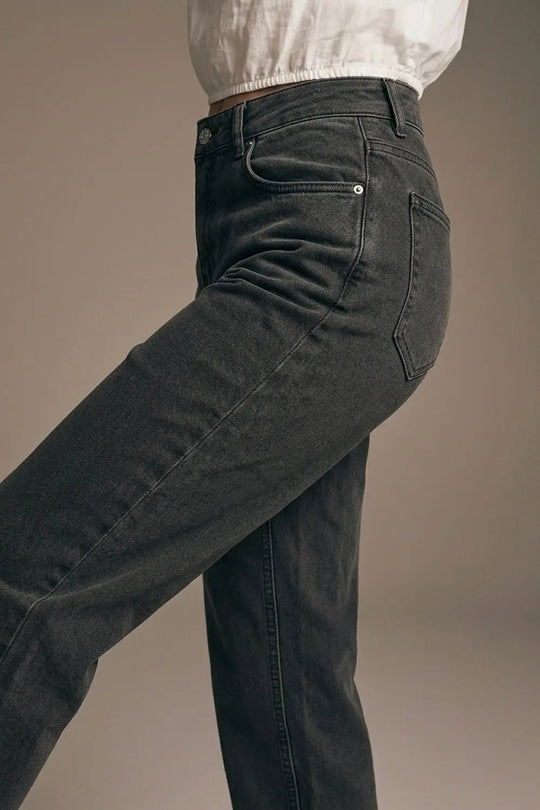 High-Waisted Barrel-Leg Pants in Washed grey - Colored Jeans