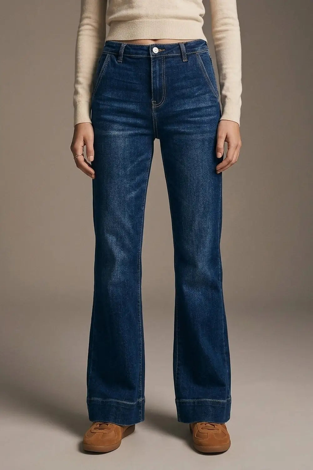 High waist Dark Blue Flare Jeans