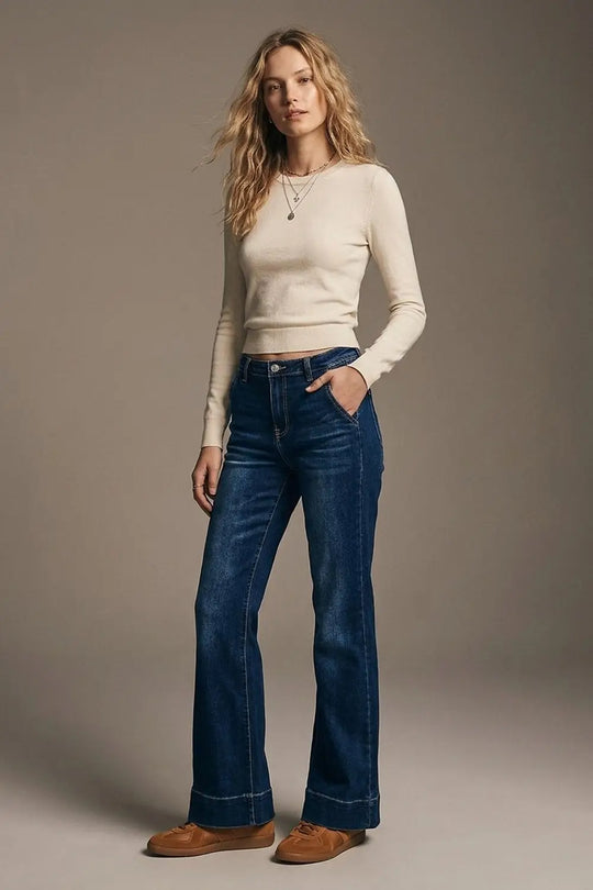 High waist Dark Blue Flare Jeans