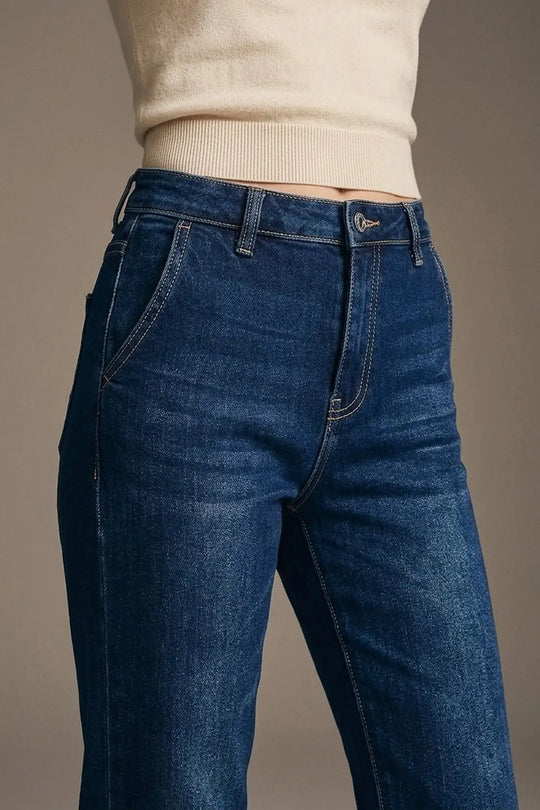 High waist Dark Blue Flare Jeans