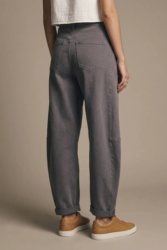 Trendy Gray Barrel Balloon Jeans with Pockets - Colored Jeans